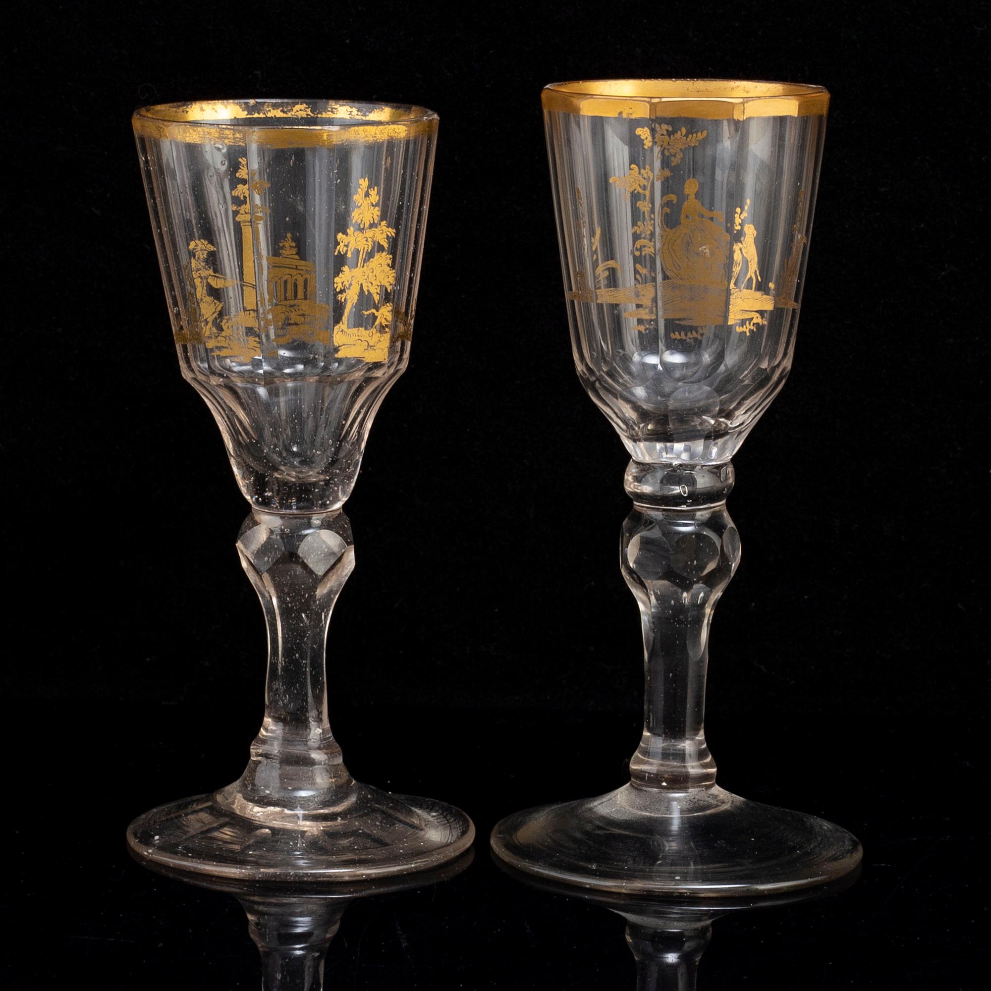 TWO WINE GLASSES, late 18th century.