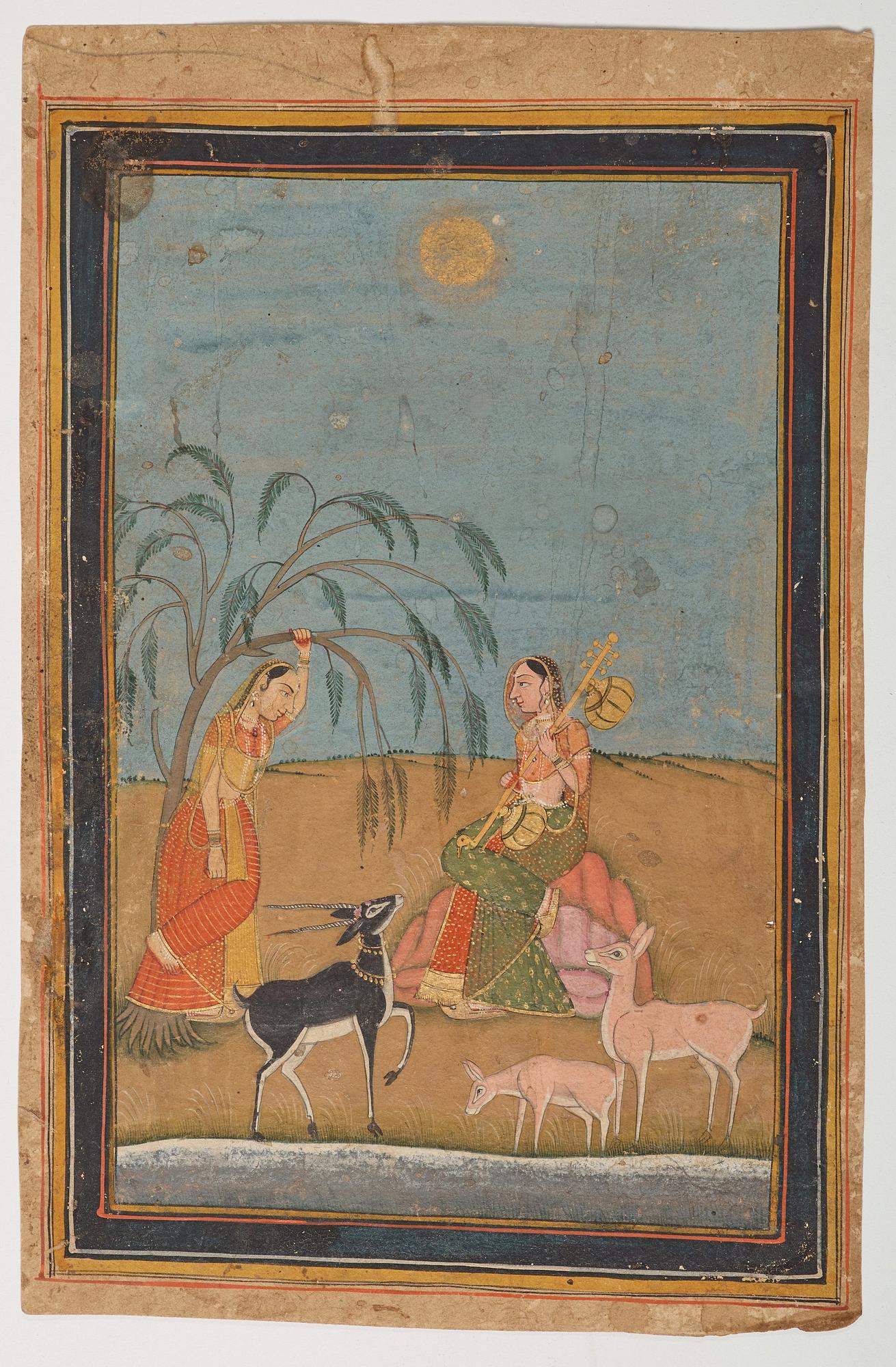 Two paintings by unknown artist, ink and color on paper. India, 19th Century.
