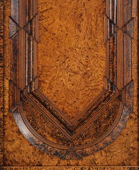 A Swedish late baroque burr-alder cabinet, first part 18th century.