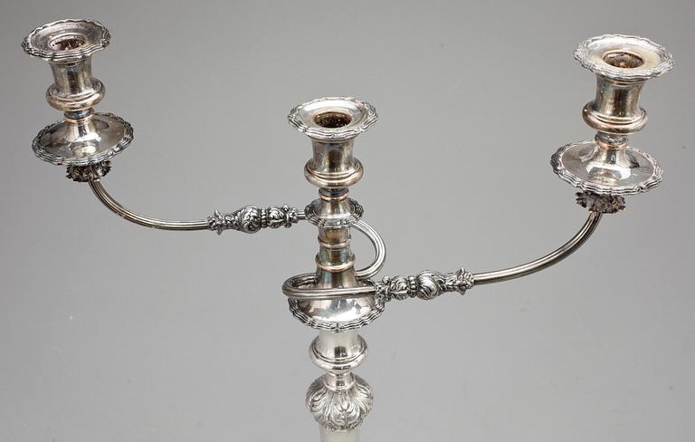 KANDELABRAR, ett par, nysilver, 1900-tal.