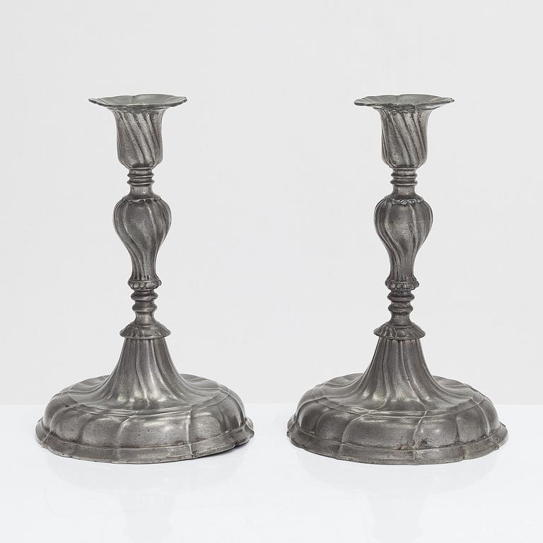 A pair of 18th-century Central European candle sticks.