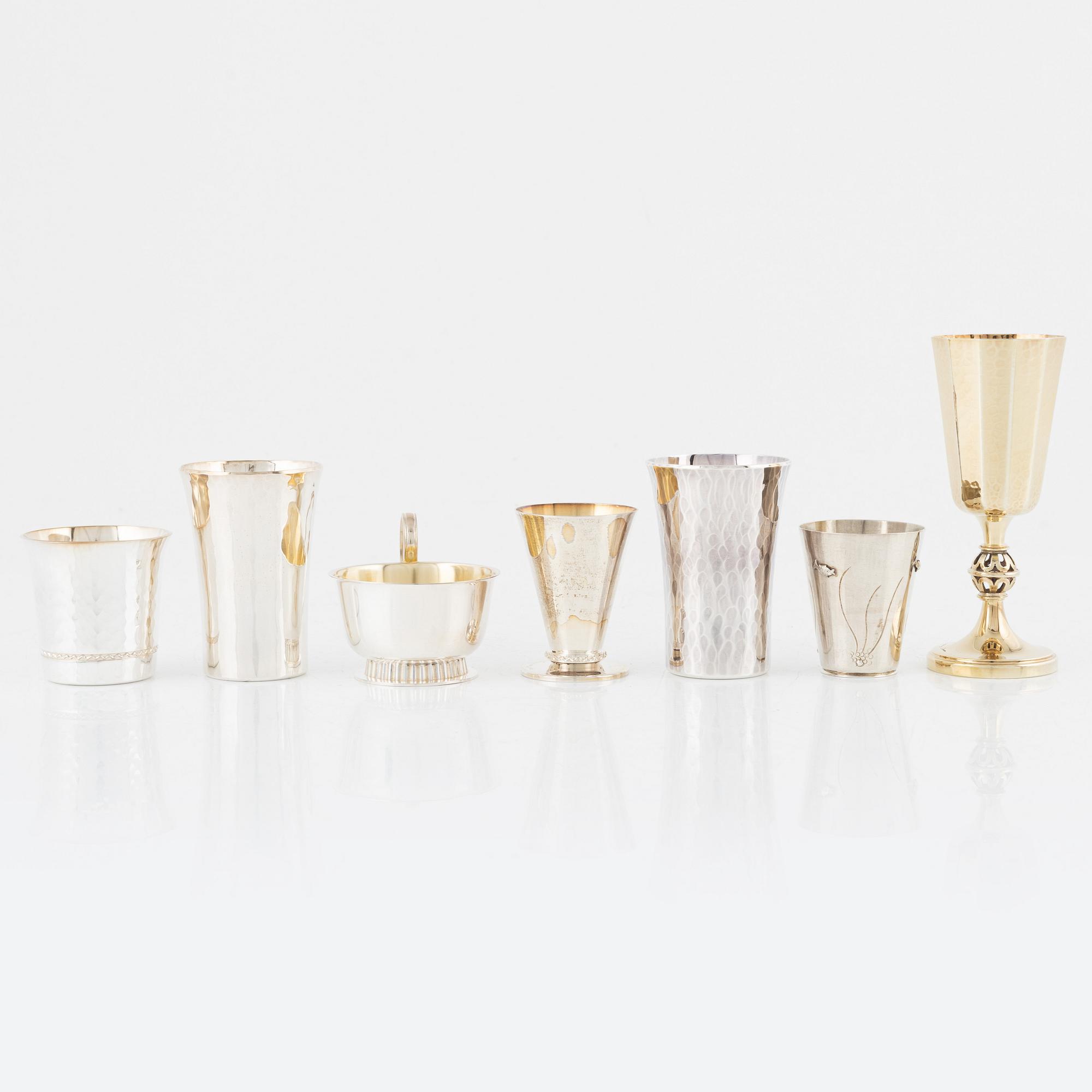 A total of 25 silver cups and beakers, different makers, Sweden, 1948-1973.