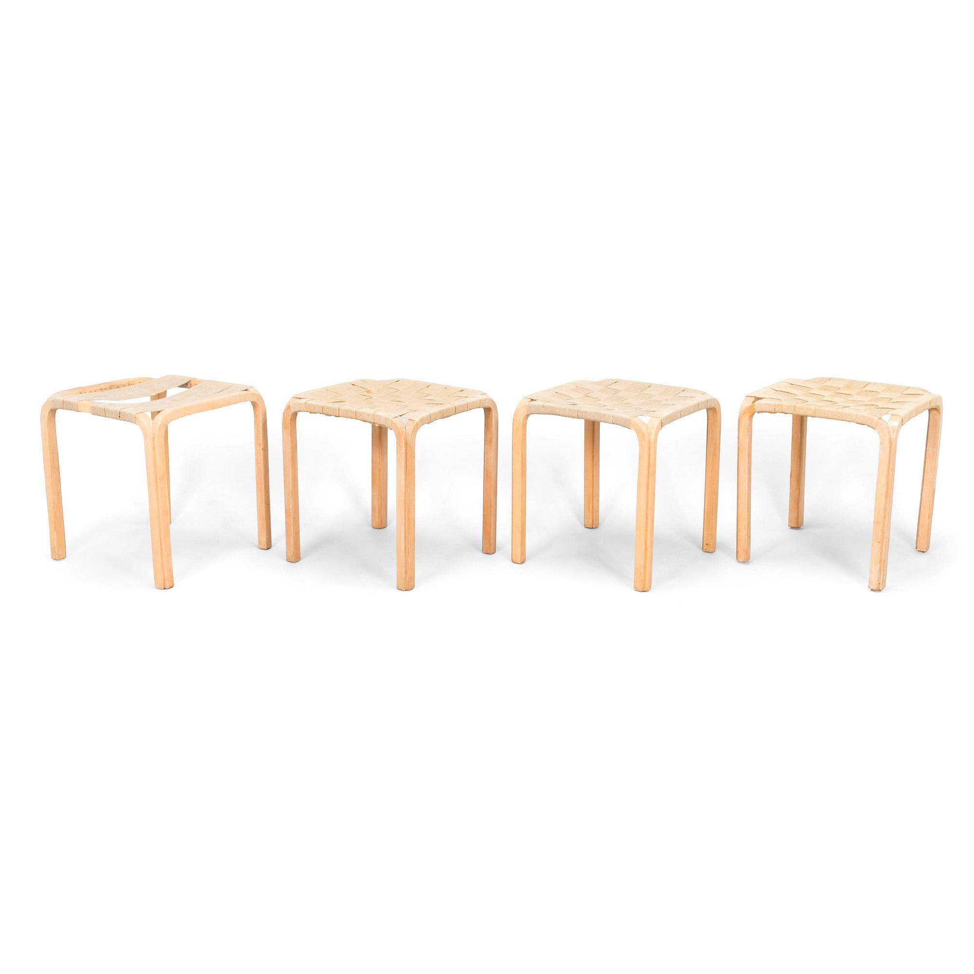 Alvar Aalto, a set of four mid-20th century 'Y61' stools for Artek.