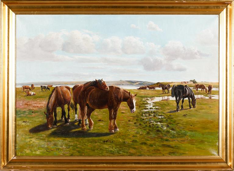 OKÄND KONSTNÄR, olja på duk, otydligt signerad 1914.