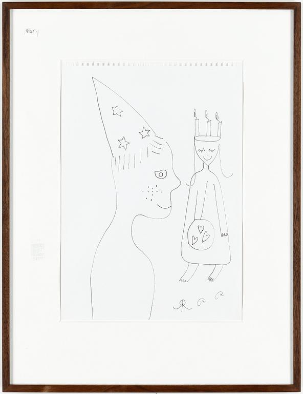 ROGER RISBERG, tusch på skisspapper. Monogramsignerad.