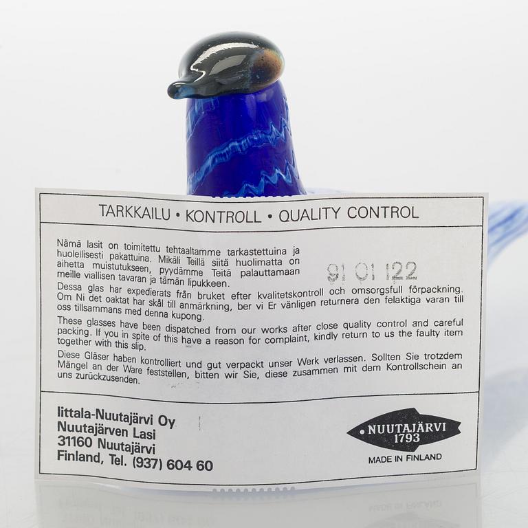 Oiva Toikka, a glass "Blue Bird", signed O. Toikka, Nuutajärvi.