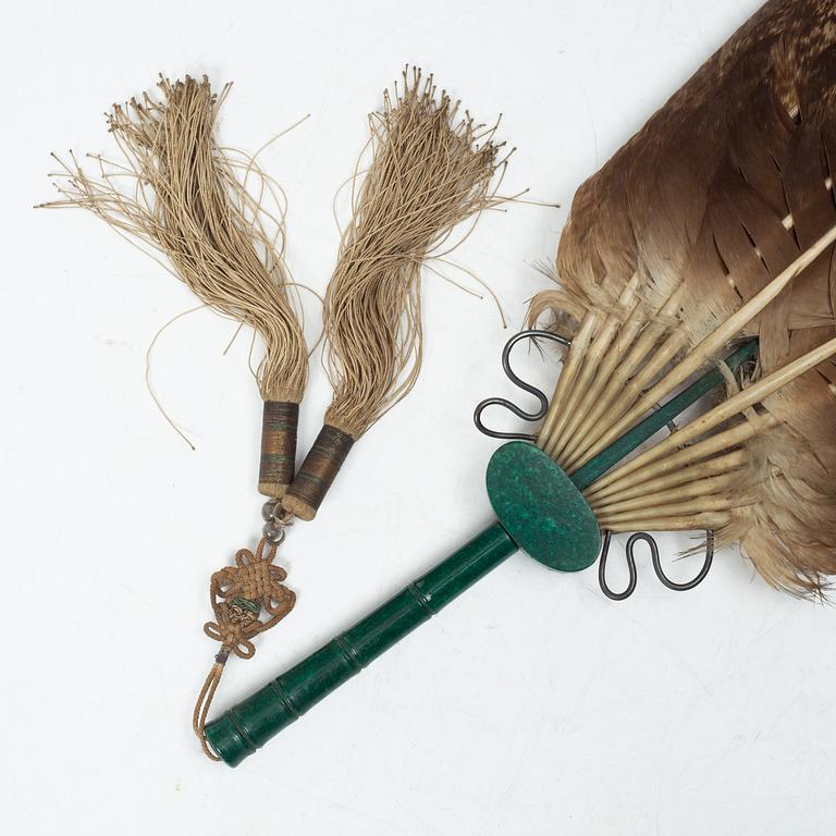 Solfjäder, bl. a malakit. Qingdynastin, 1800-tal.