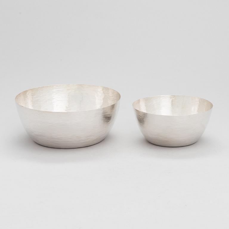 Tapio Wirkkala, two silver bowls, Kultakeskus, Hämeenlinna Finland 1975 and 1977.