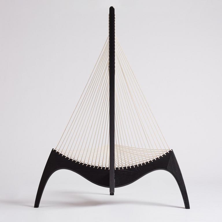 Jørgen Høvelskov, a black lacquered 'Harp' chair, Christensen & Larsen, Copenhagen, Denmark 1970-1980s.