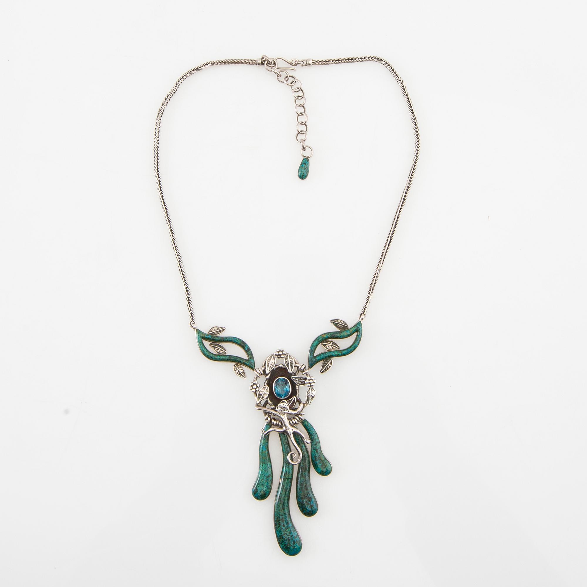 Necklace silver with set gemstones, Ilaria, Peru.