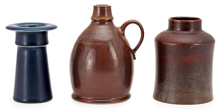 A set of three Erich and Ingrid Triller stoneware vases, Tobo.