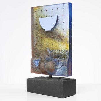 Bertil Vallien, dubbelsidig skulptur, glas, numrerad 23/30, Kosta Boda.