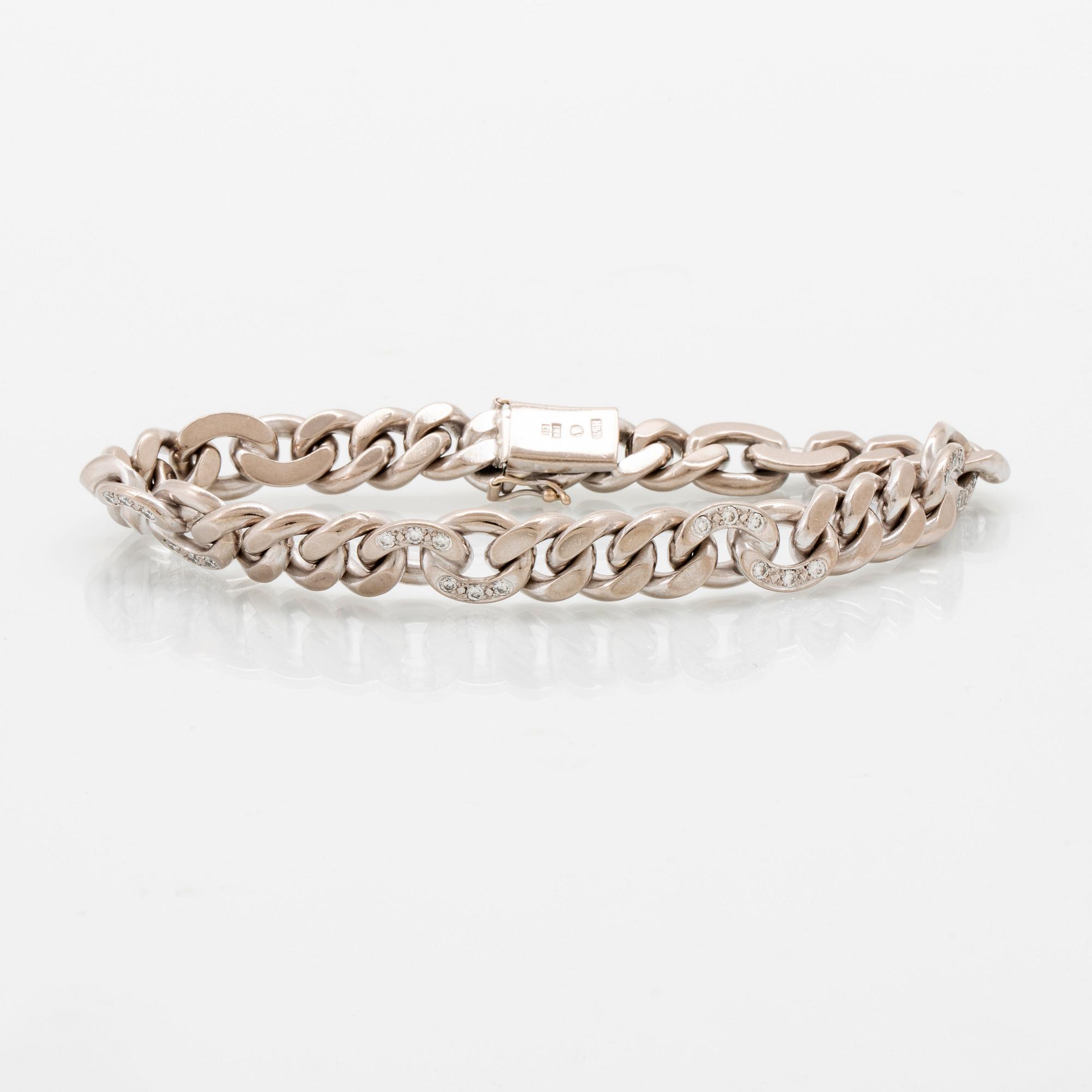 Armband pansarlänk 18K vitguld och briljanter ca 0,72 ct Hellströms guld 2003.