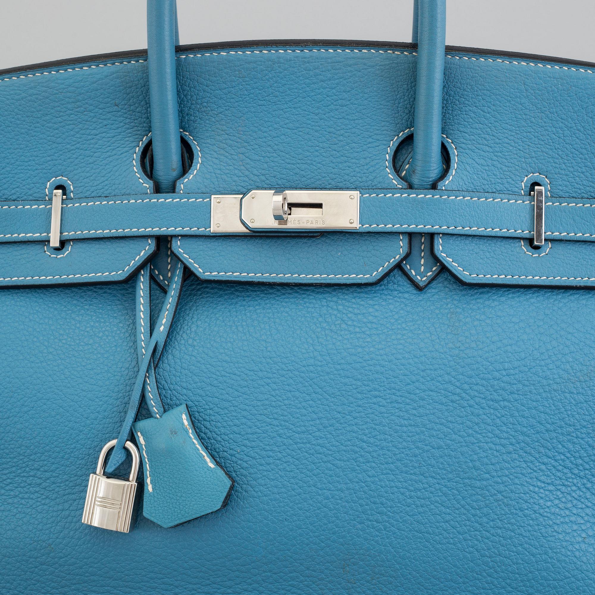 A "Birkin Bag" by Hermès, 35 Bleu.