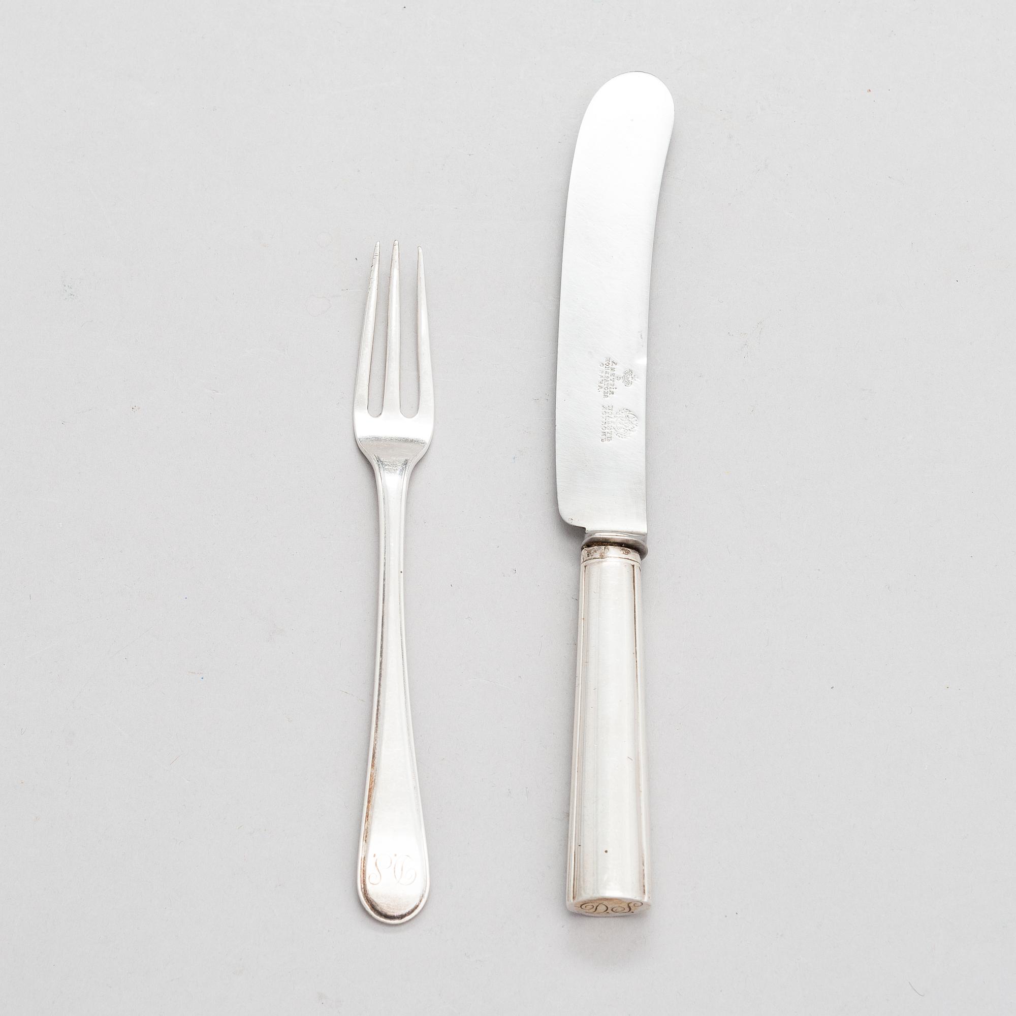 Johann Gottfried Möring, knivar och gafflar, 18 st, silver, Reval 1790-1818.