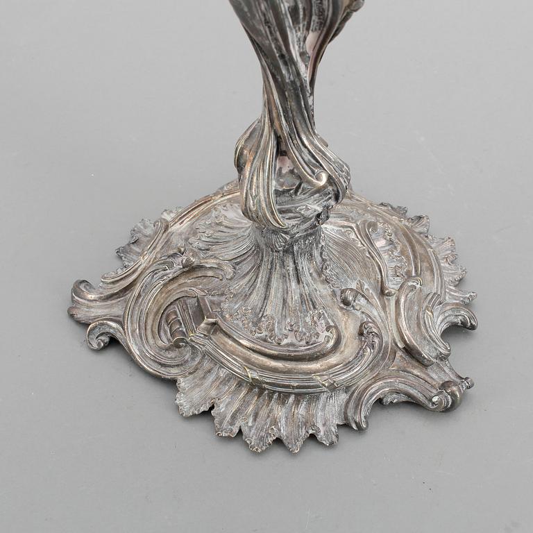 KANDELABER, vitmetall, nyrokoko, 1800-talets andra hälft.