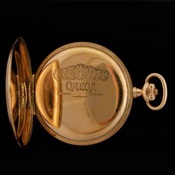 FICKUR, 14k guld, Omega, omkring år 1900. Total vikt ca 81 g.
