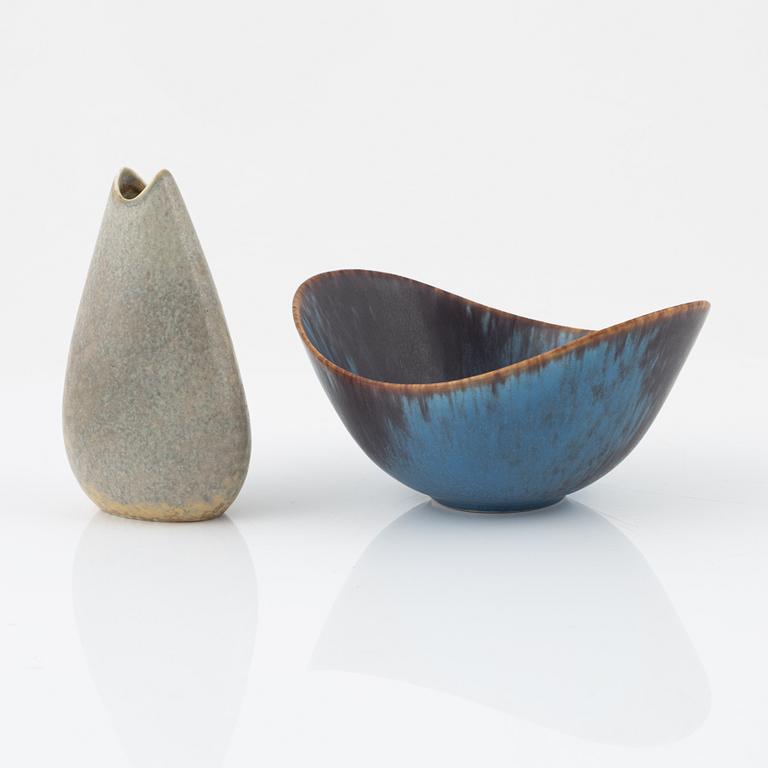 Gunnar Nylund, vas samt skål, stengods, Rörstrand.