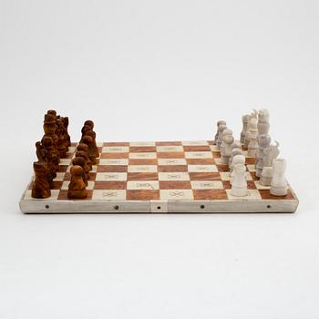 A birch and reindeer horn chessgame by Thore Sunna, before 1966, signed.