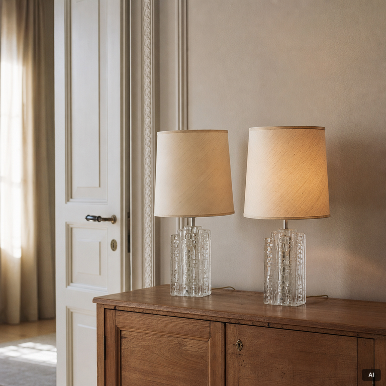 Table lamps, a pair, Pukeberg.