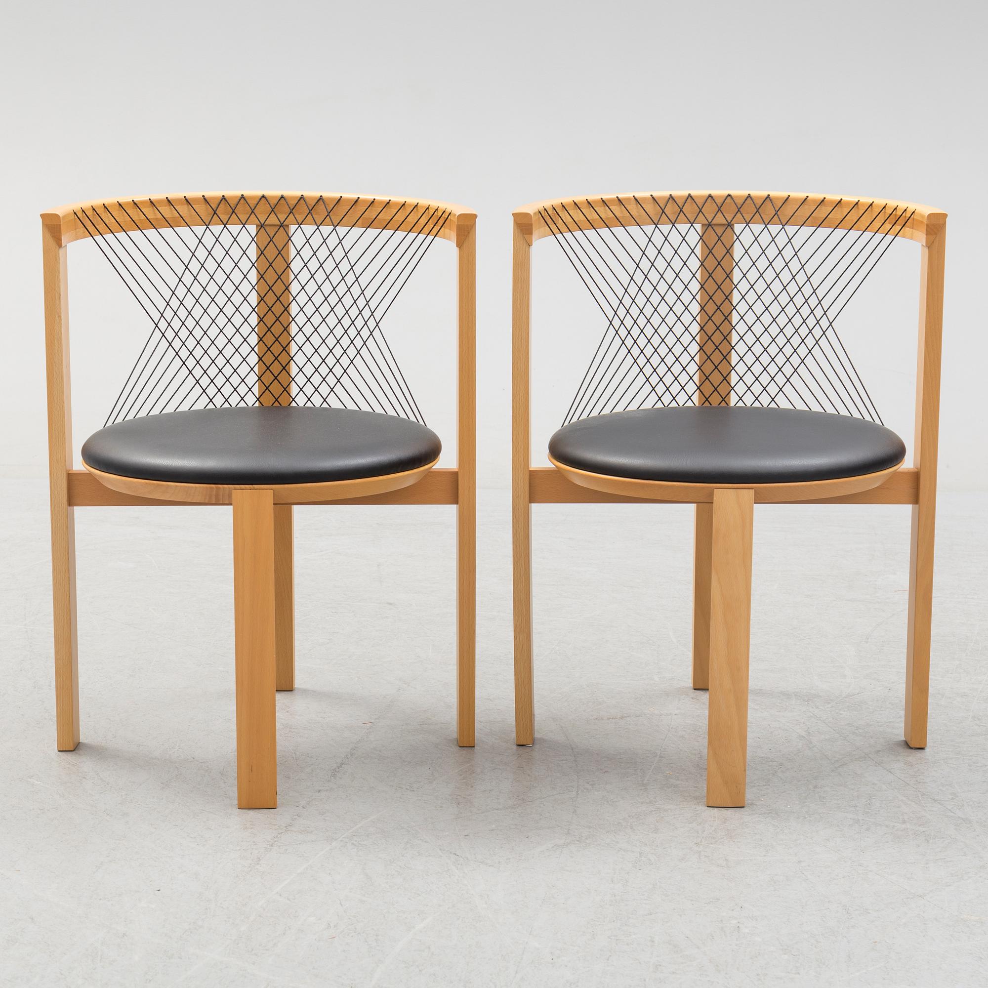 A pair of "String chair", Niels Jörgen Haugesen, Tranekaer Furniture, Denmark, late 20th century.