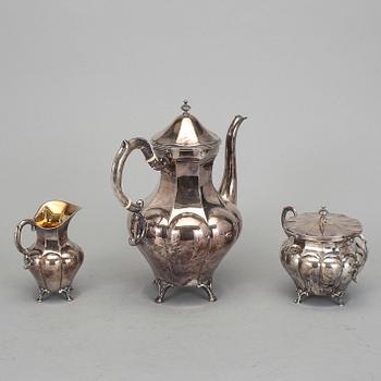 KAFFESERVIS, 3 delar, silver, Sixten Allvin &Co, Vetlanda, 1966. Vikt ca 1224g.
