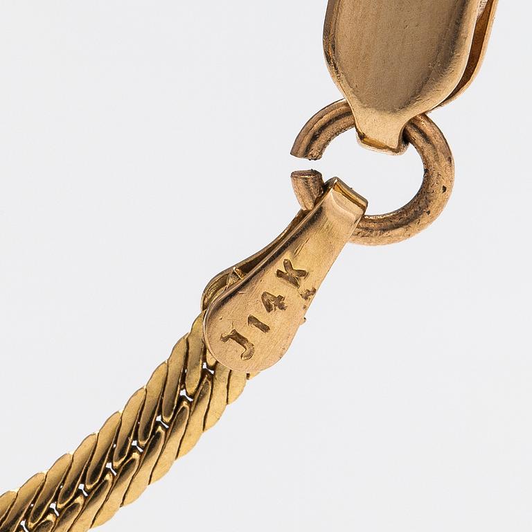 Kaulakoru, 14K kultaa ja timantteja n. 0.23 ct yht.