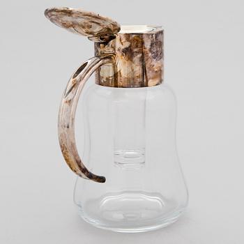 A LEMONADE PITCHER, glas and silverplated metal, Massini, Firenze late 20th century.