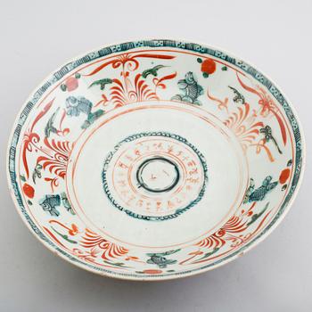 A iron red and green charger, Ming dynasty, Wanli (1573-1619).