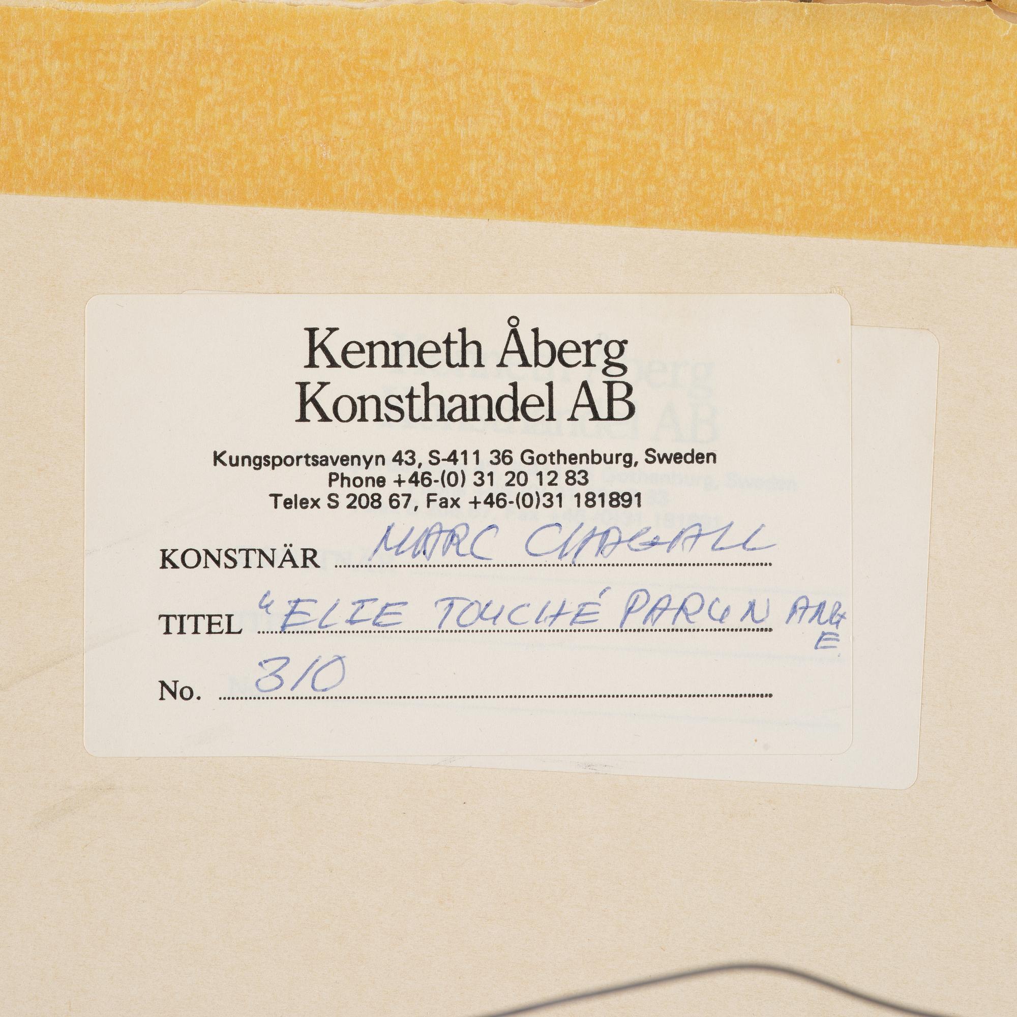 Marc Chagall, "Élie Touché par un Ange", from "La Bible".