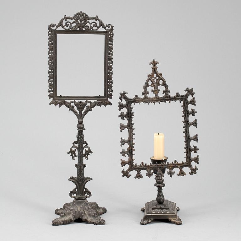 LITOFANISTÄLL, 2 stycken, gjutjärn, 1800-tal.