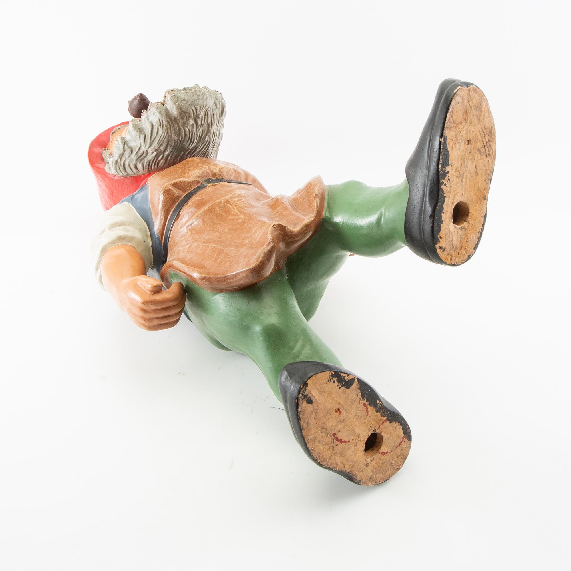 Gnome probably Germany mid-20th century painted terracotta.