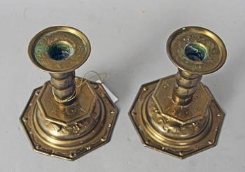 LJUSSTAKAR, ett par, mässing, barockstil, 1800-tal.