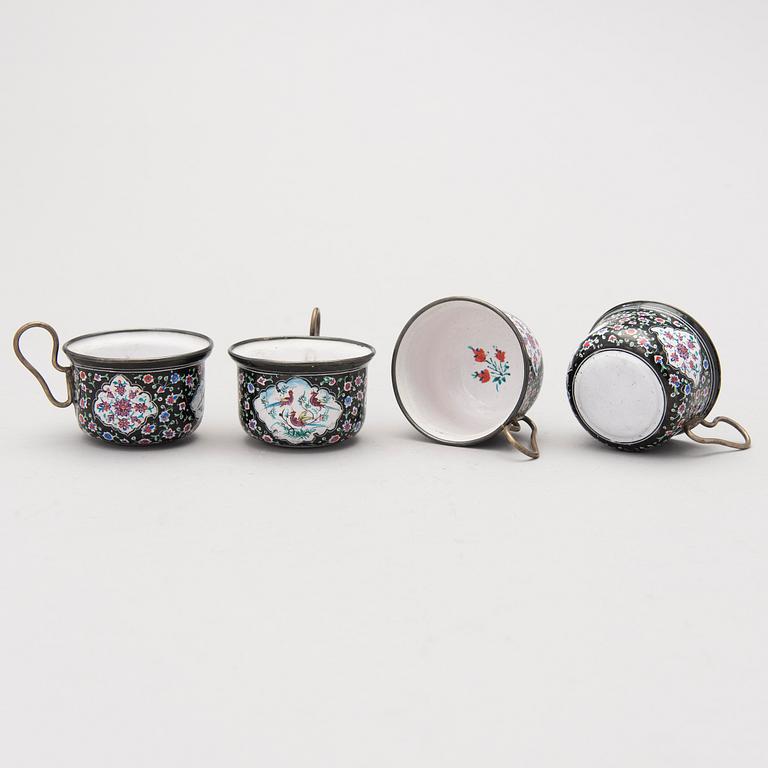 A 7-piece Persian coffee set, circa 1900.