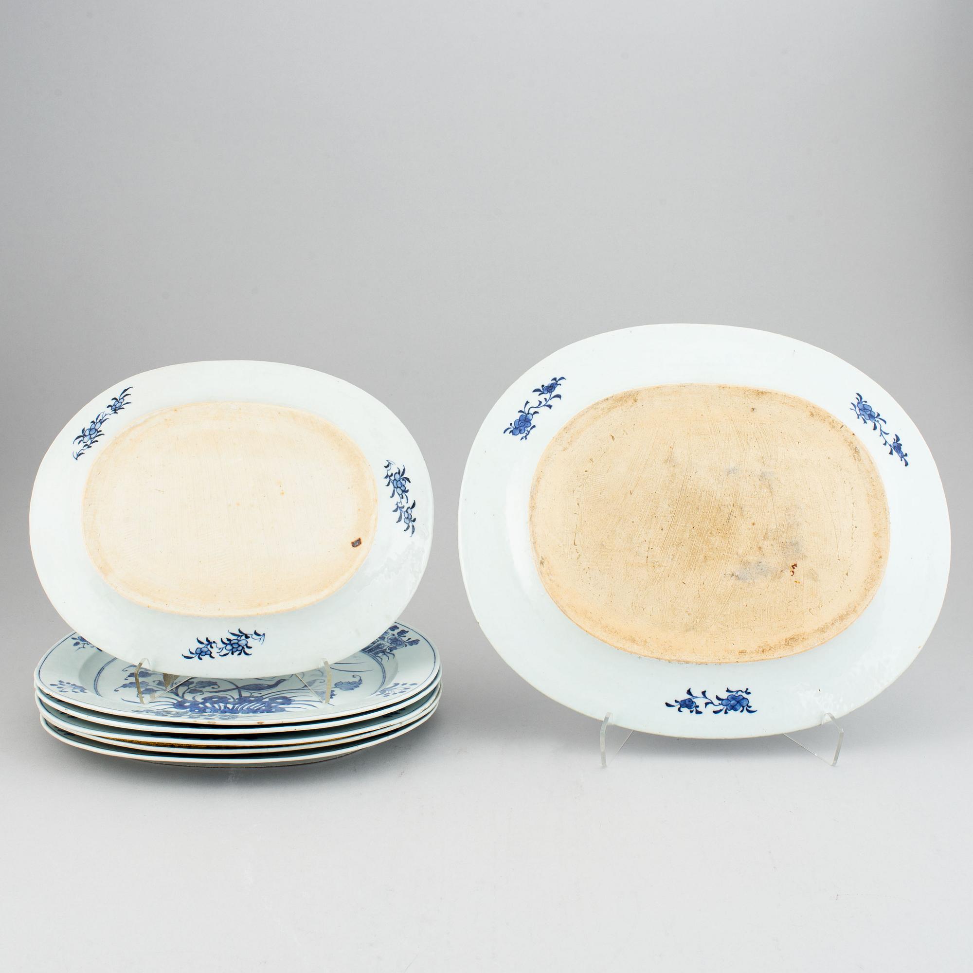 A set of 7 oval serving dishes, Qing dynasty, 19th Century.