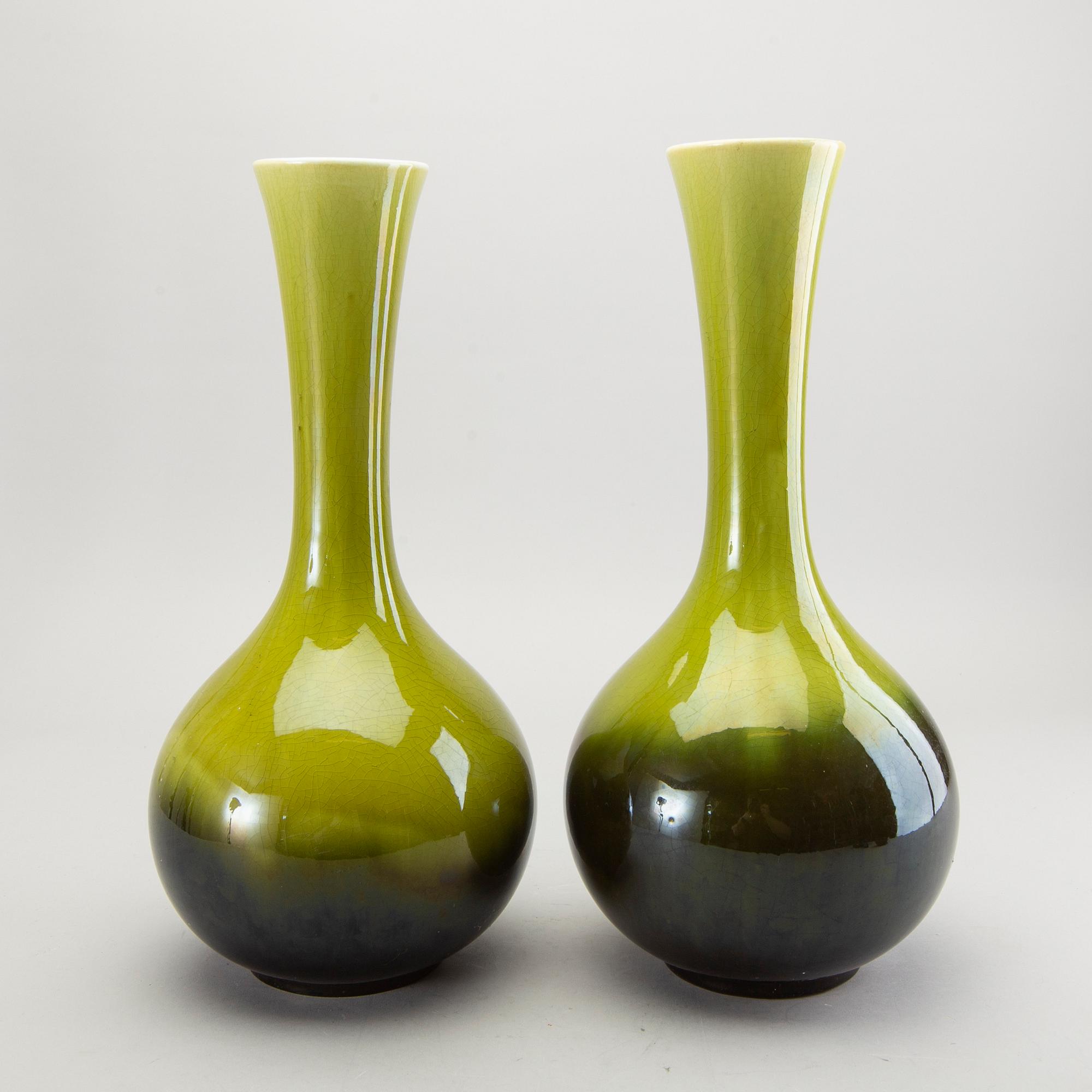 A pair of Rörstrand creamware vases, circa 1900.