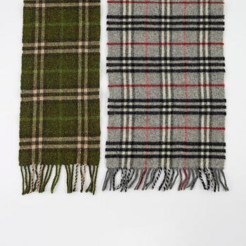 Burberry, two lambswool scarves.