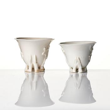 A set of three blanc de chine cups, Qing dynasty, Kangxi (1662-1722).