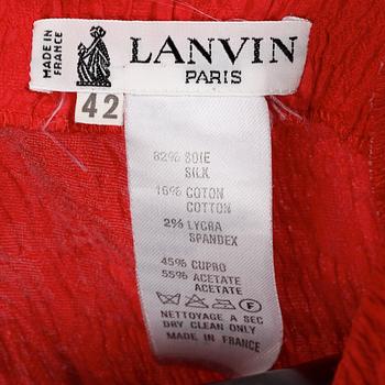 LANVIN, a red silk dress, 1980s.