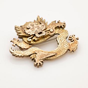 Wiwen Nilsson, Brosch i form av en drake, förgyllt sterling silver, Lund, 1973.