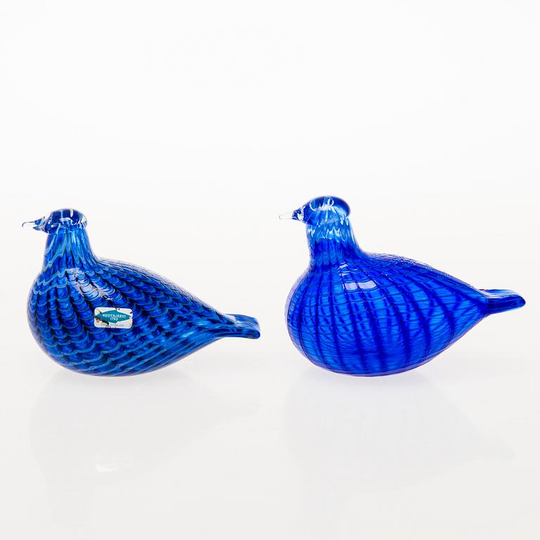 OIVA TOIKKA, a set of five glass birds signed O. Toikka Nuutajärvi.