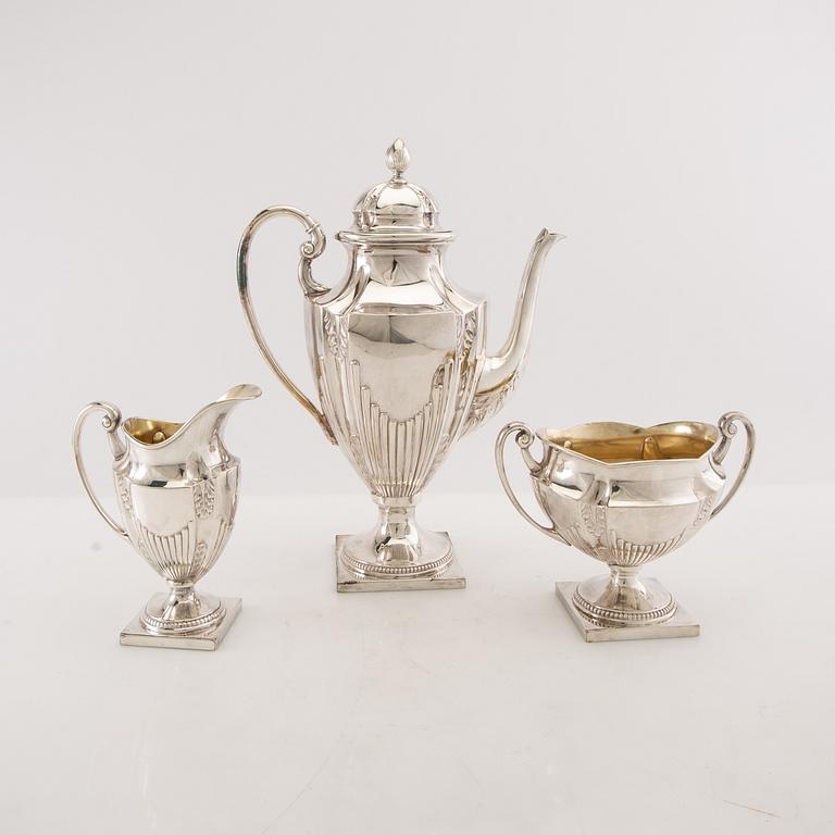 Coffee service 3 dlr Louis XVI style first half of the 20th century silver plate.