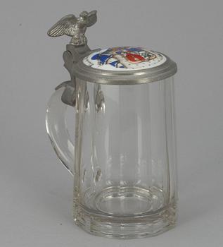 STOP med LOCK, tenn, glas och keramik, Tyskland 1800-talets senare hälft.