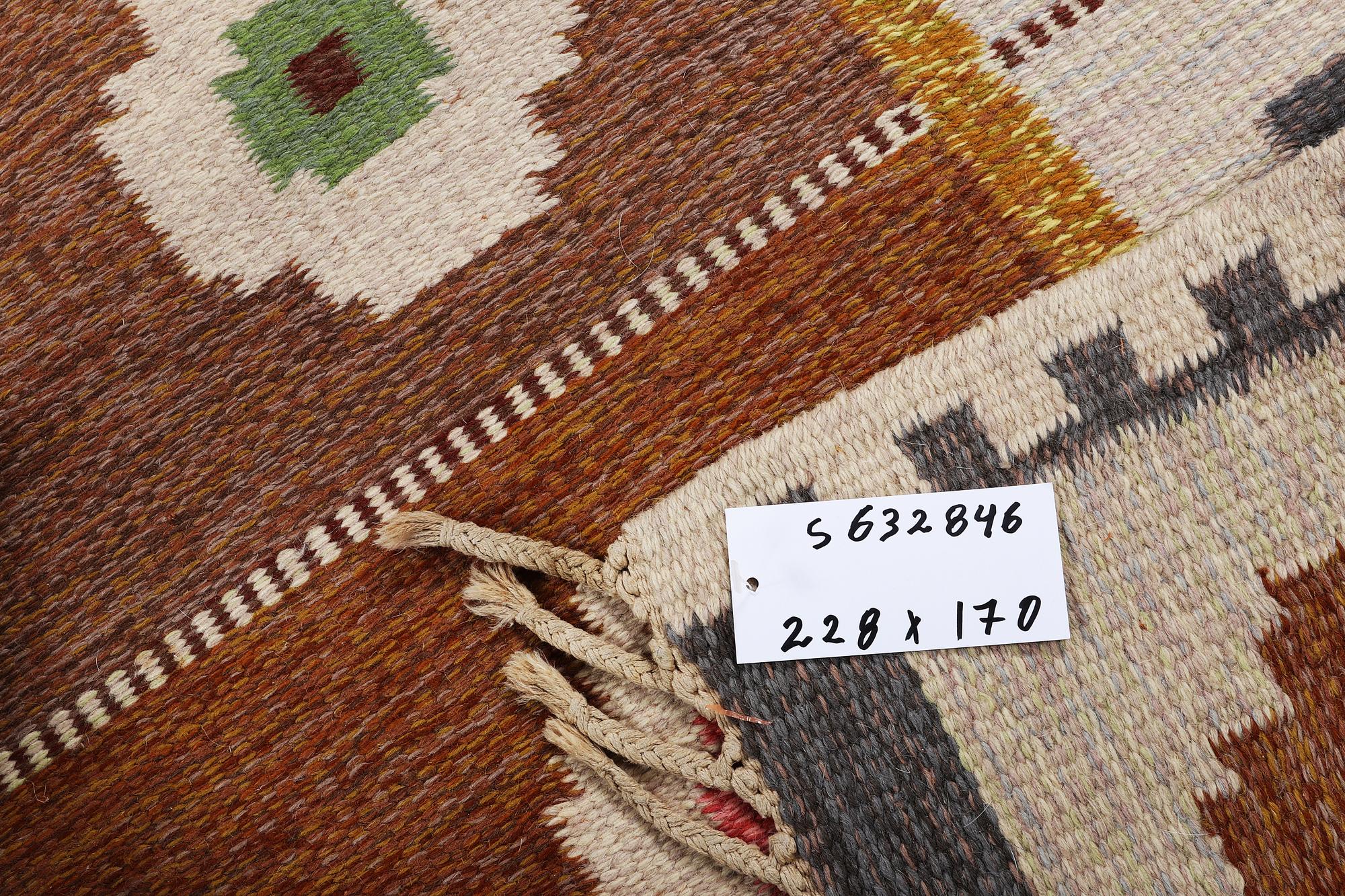 Alice Wallenbäck, a flat weave carpet, Sweden, ca 228 x 170 cm.