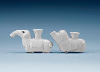 1759. Two blanc de chine Elephant water pots, Qing dynasty.