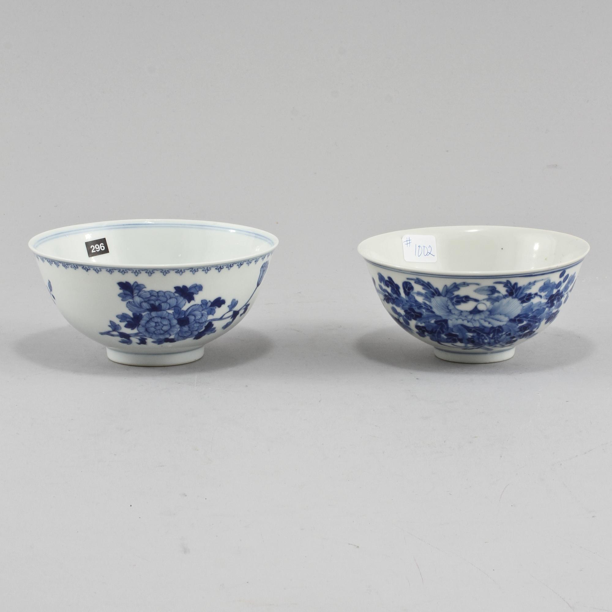 SKÅLAR, 2 st, porslin, 1800/1900-tal.