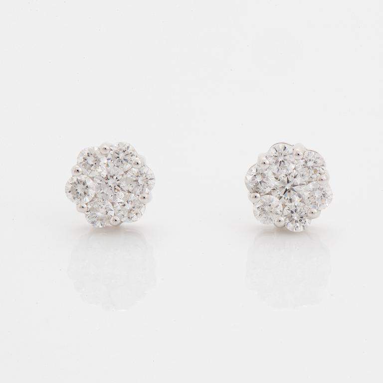 Brilliant-cut diamond earrings.