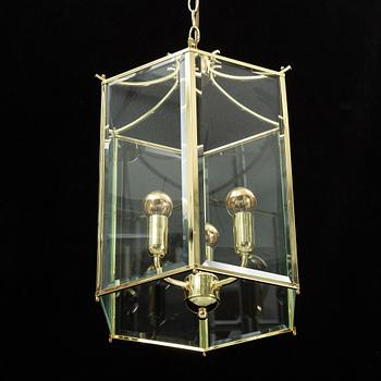 A 20th century brass Bellman-style ceiling lantern.