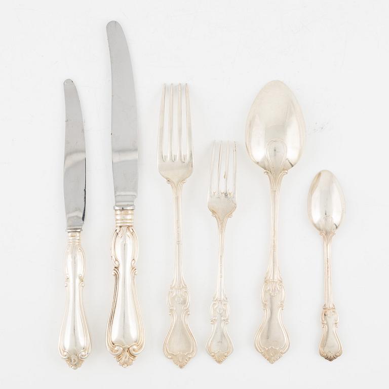 A 72-piece silver wear set, 'Olga', C.G.Hallberg, Stockholm, 1953-57.