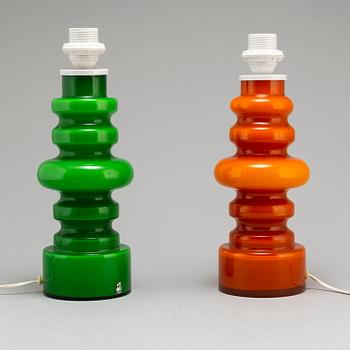 PO STRÖM, bordslampor, 2 stycken, glas, Alsterfors, 1970-tal.